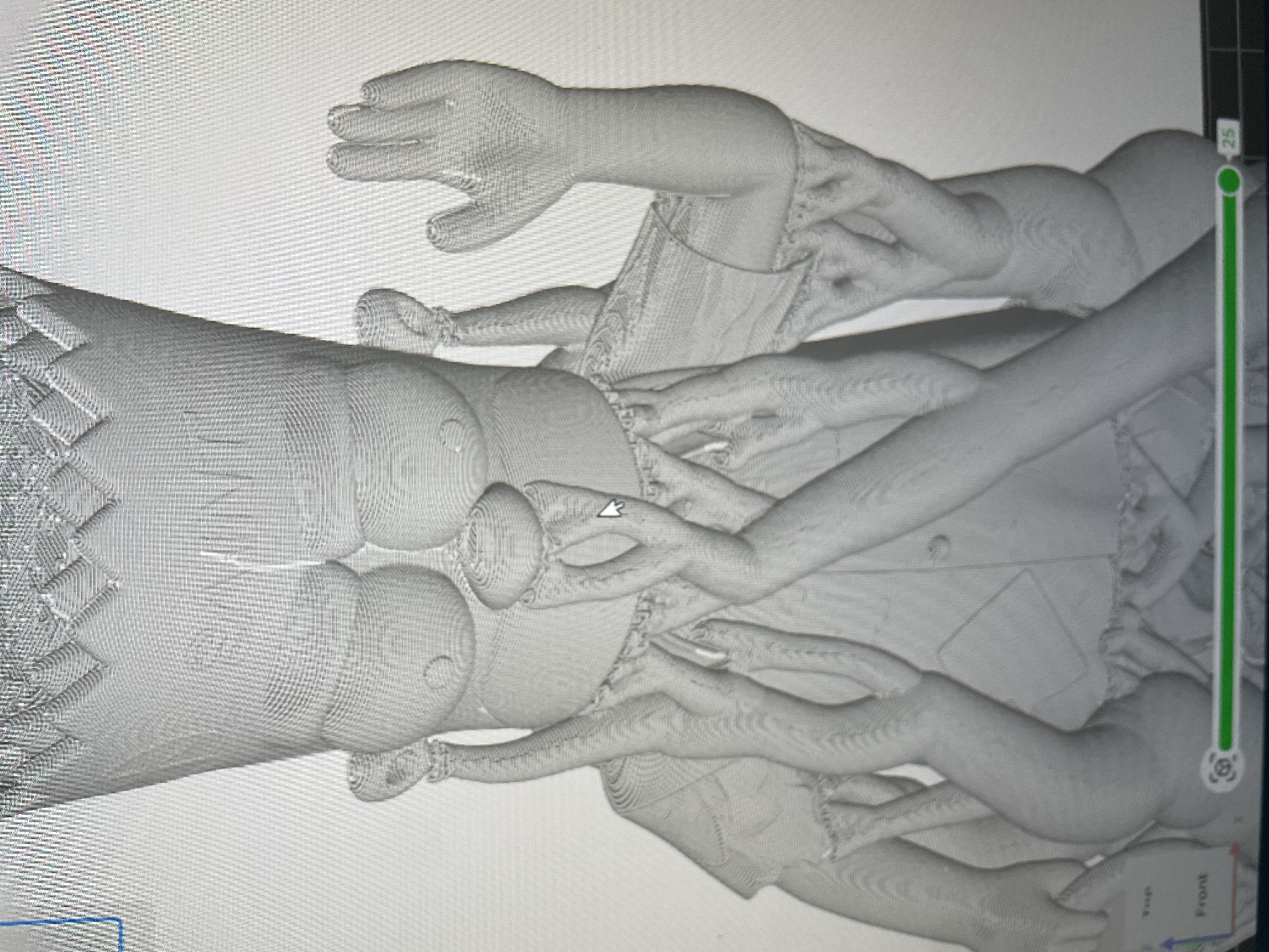 Monochrome sculptural portrait of Saint Bart with intricate carved details and a raised hand.